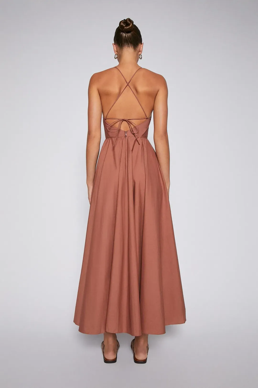 Scanlan Theodore Parachute Cotton Strappy Dress Sienna Brown Size 6 for rent on The Volte - main image