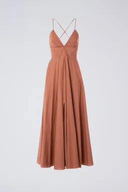 Scanlan Theodore Parachute Cotton Strappy Dress Sienna Brown Size 6 for rent on The Volte - image 3