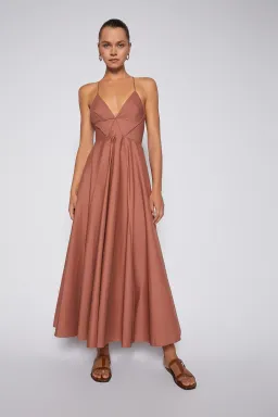 Scanlan Theodore Parachute Cotton Strappy Dress Sienna Brown Size 6 for rent on The Volte - image 1