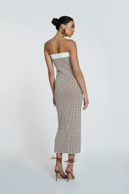 By Johnny Isabella Check Strapless Knit Dress Brown Size XS  for rent on The Volte - image 3