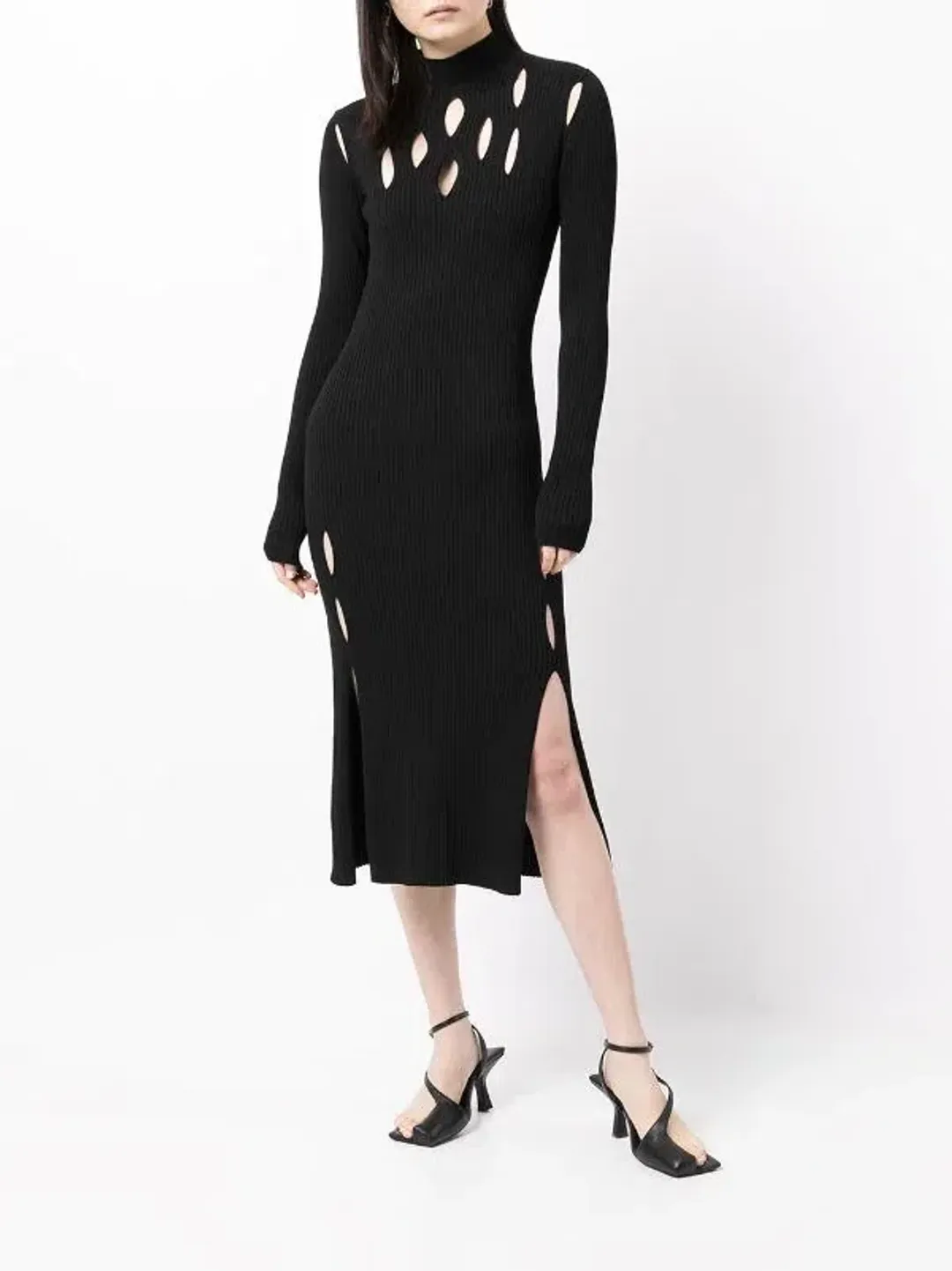 Dion Lee Slashed Rib Dress Black XS for rent on The Volte - main image