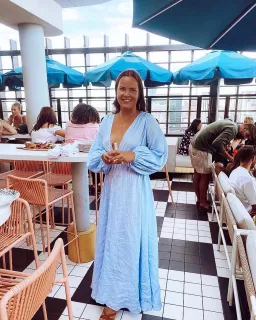 Scanlan Theodore Italian Linen Low Back Dress Blue Size 6 for rent on The Volte - image 4