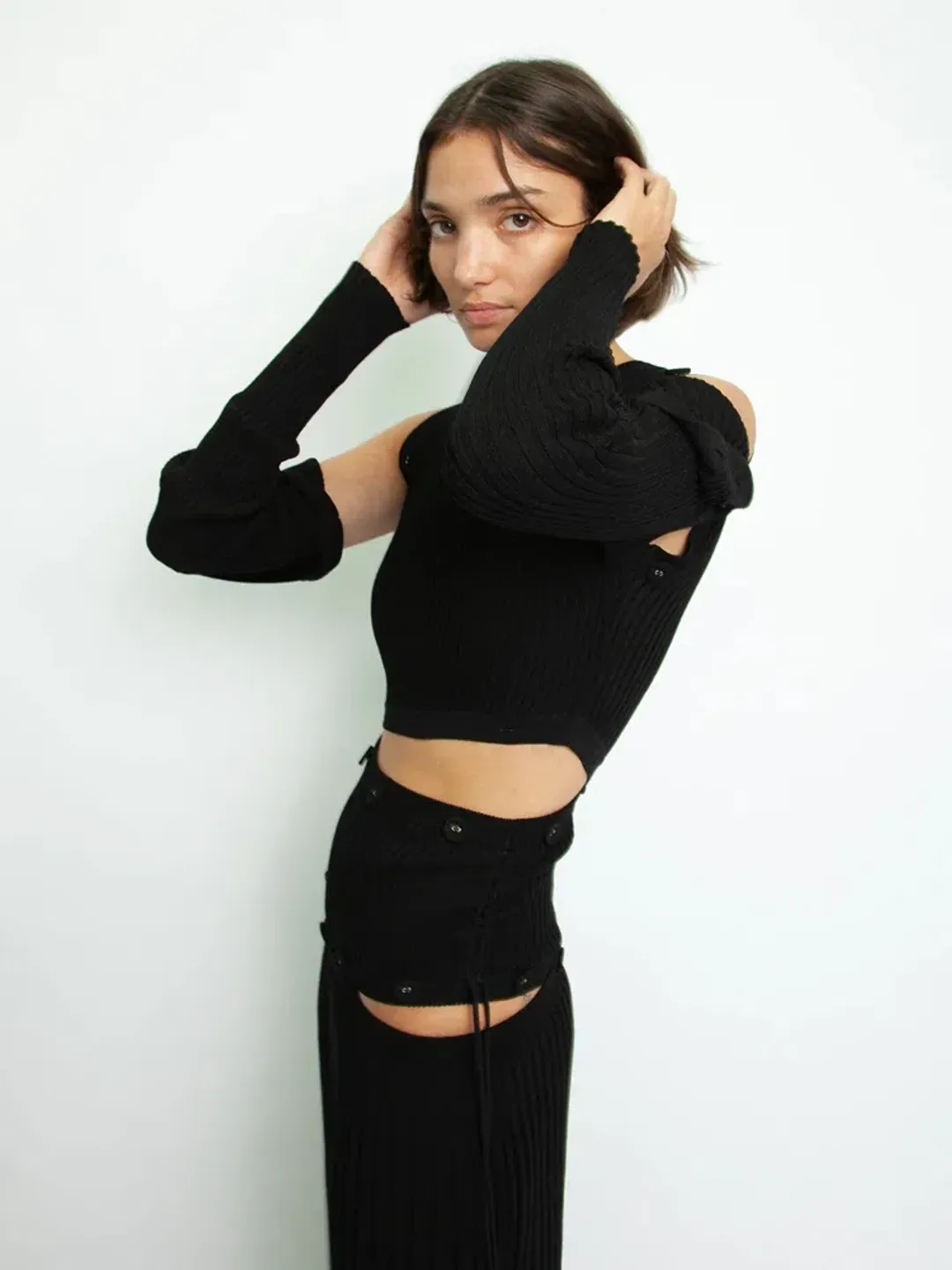 Christopher Esber Deconstructed Long Sleeve Dress Black Size 8  for rent on The Volte - main image