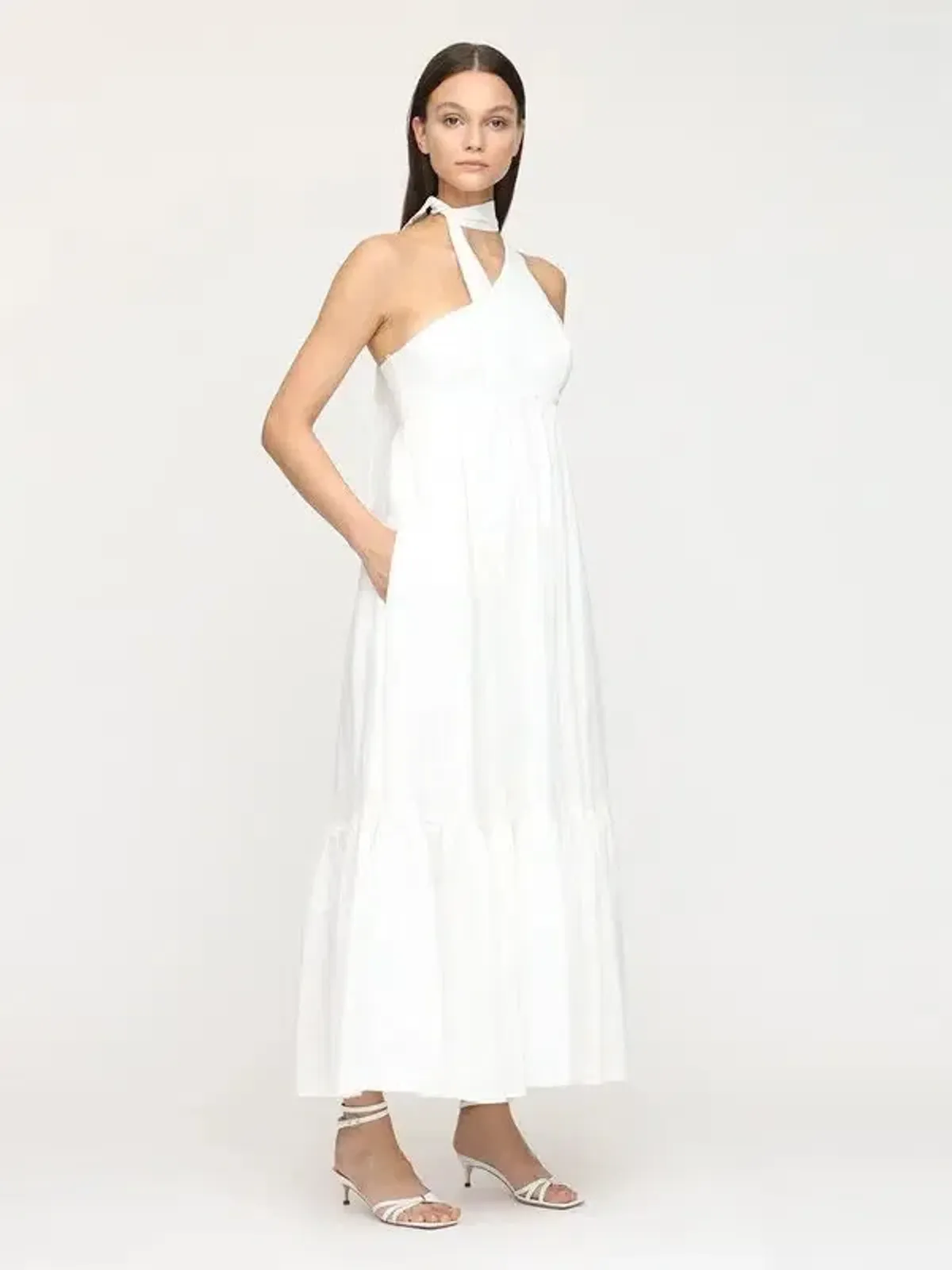 Zimmermann Juliette One Shoulder Linen Maxi Dress White Size 8 for rent on The Volte - main image
