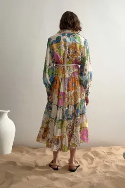 Alemais Farrah Tiered Shirt Dress Print Size 14  for rent on The Volte - image 3