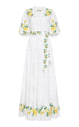 Alemais Rosa Embroidered Cotton-linen Maxi Dress White Size 12  for rent on The Volte - image 5