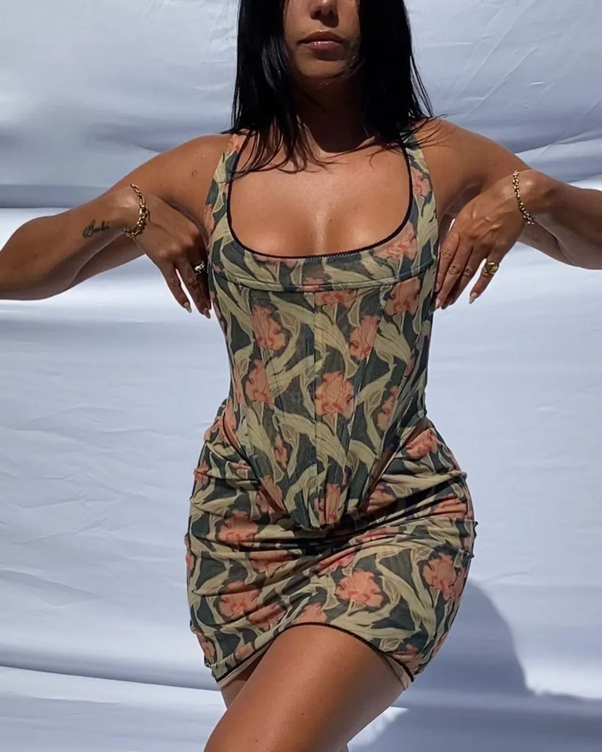 Miaou Campbell Corset and Mini Moni Skirt in Art Nouveau Size 6 for rent on The Volte - main image