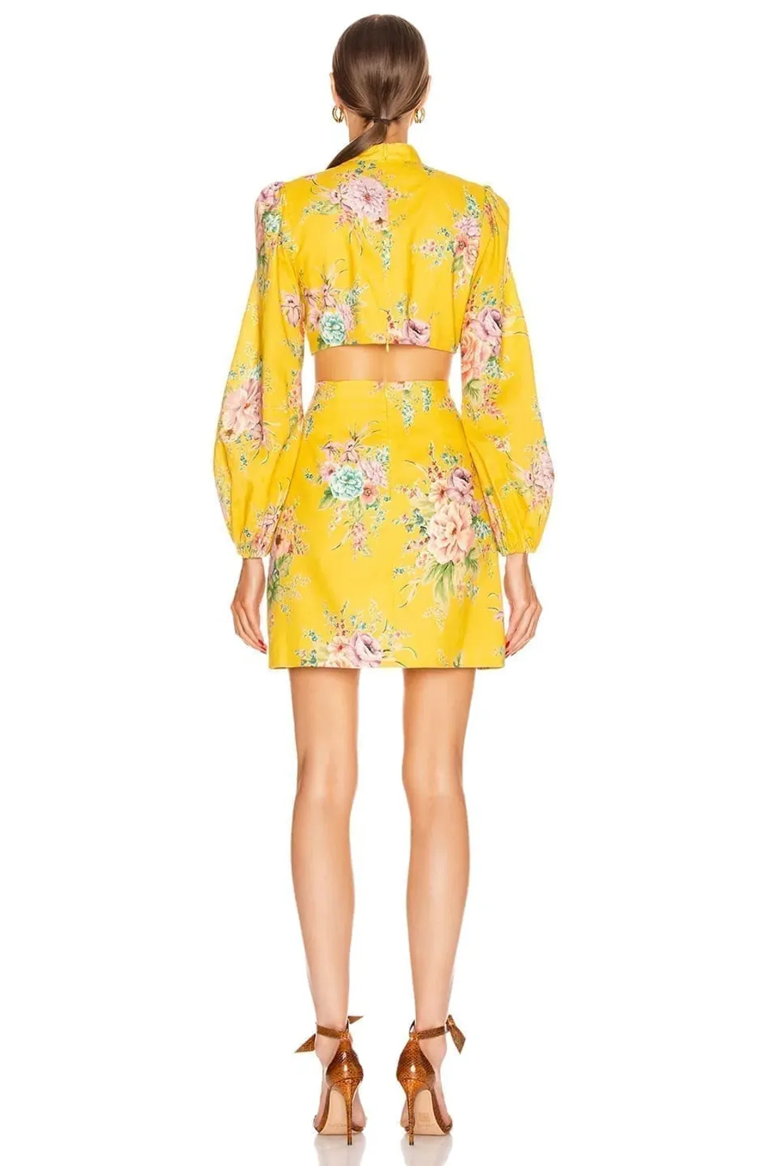 Zimmermann Zinnia Bow Cut Out Mini Dress Print Size 8 for rent on The Volte - main image