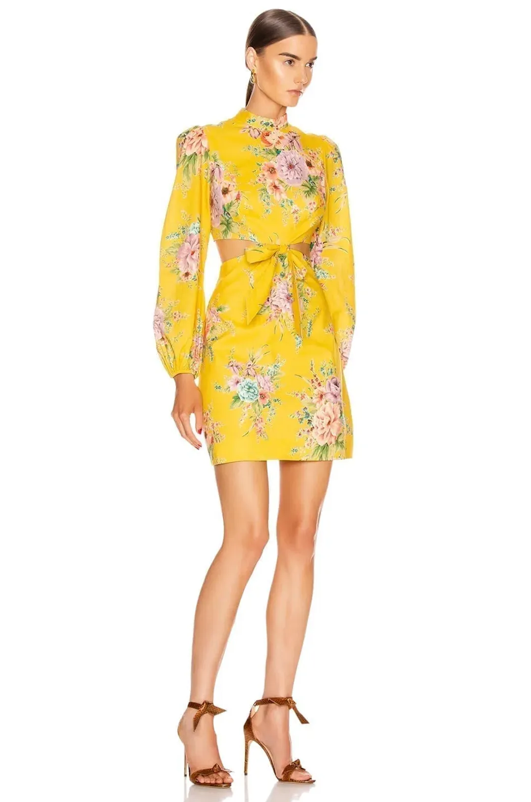 Zimmermann Zinnia Bow Cut Out Mini Dress Print Size 8 for rent on The Volte - main image