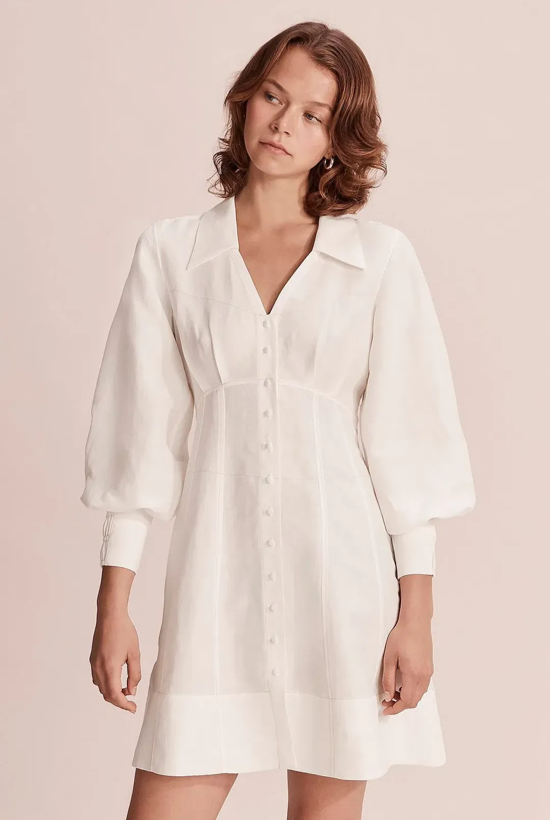 Country Road Button Through Mini Dress White Size 6 for rent on The Volte - main image