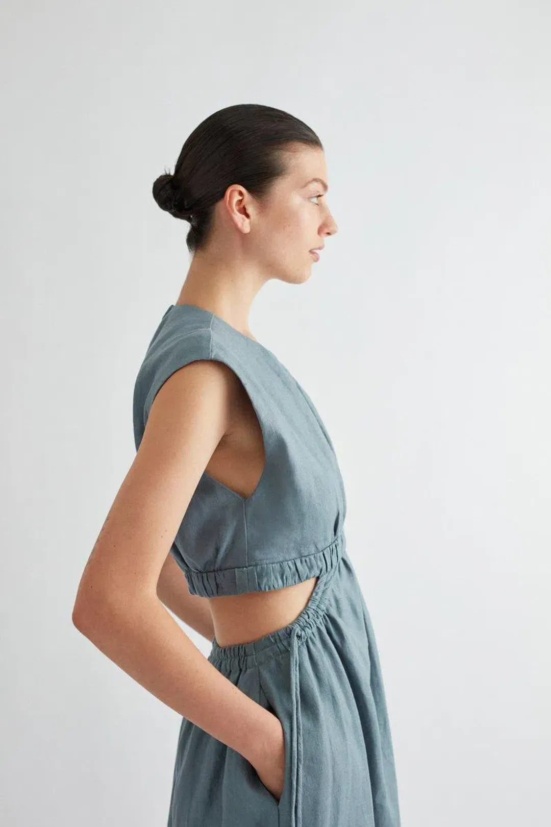 Camilla and Marc Cora Midi Dress in Dusty Blue Size 10 for rent on The Volte - main image
