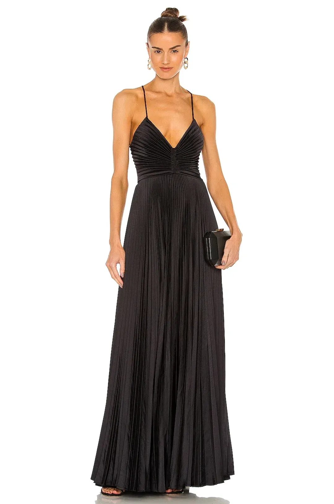 A.L.C. Aries Satin Pleated Dress Black 8 for rent on The Volte - main image