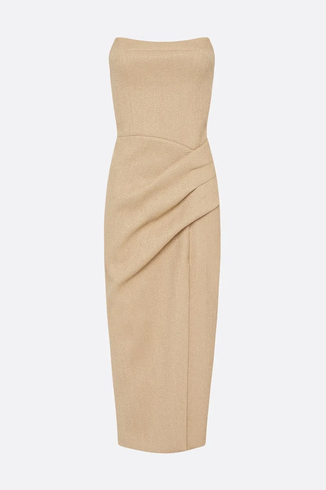 Manning Cartell French Kiss Strapless Midi Dress Beige Size 10 for rent on The Volte - main image