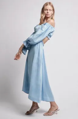 Aje Overture Blouson Midi Dress Blue Size 4 for rent on The Volte - image 2