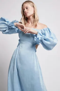 Aje Overture Blouson Midi Dress Blue Size 4 for rent on The Volte - image 5