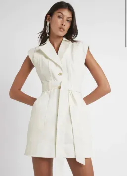 Aje Syros Denim Vest Dress White Size 8 for rent on The Volte - image 5