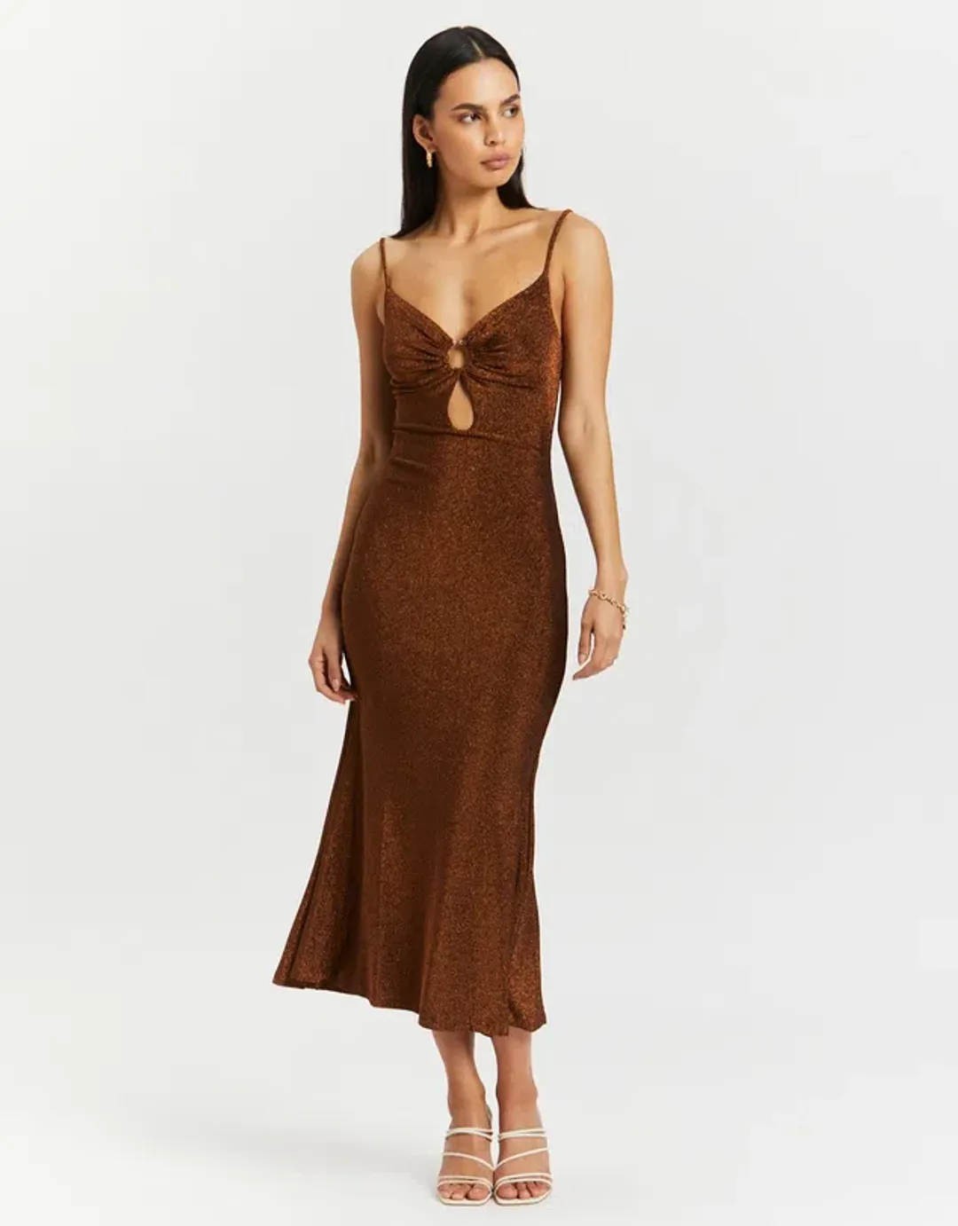 MISHA Josette Midi Dress Metallic Size 10/M for rent on The Volte - main image