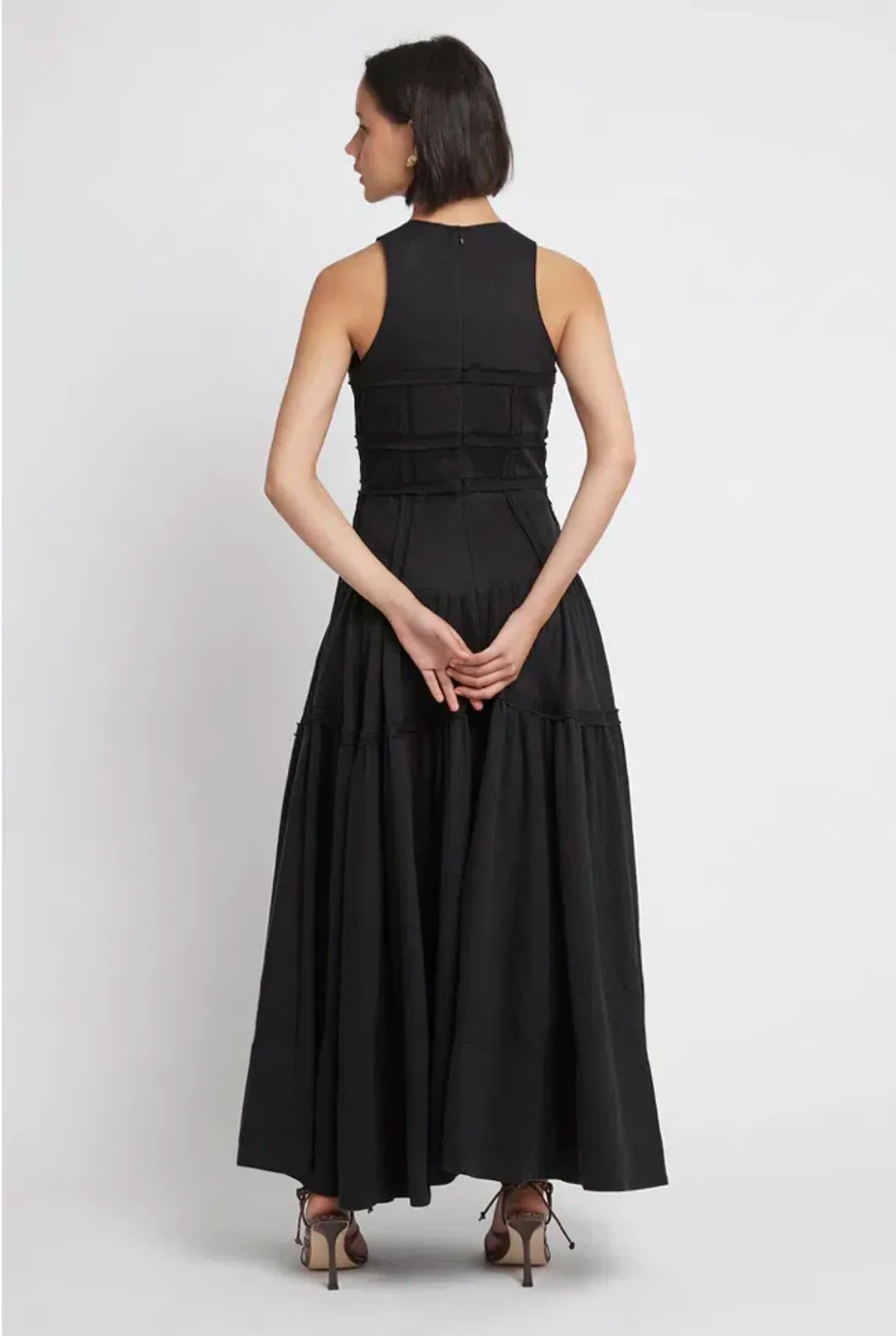 Aje Tidal Corset Midi Dress Black Size 6 for rent on The Volte - main image