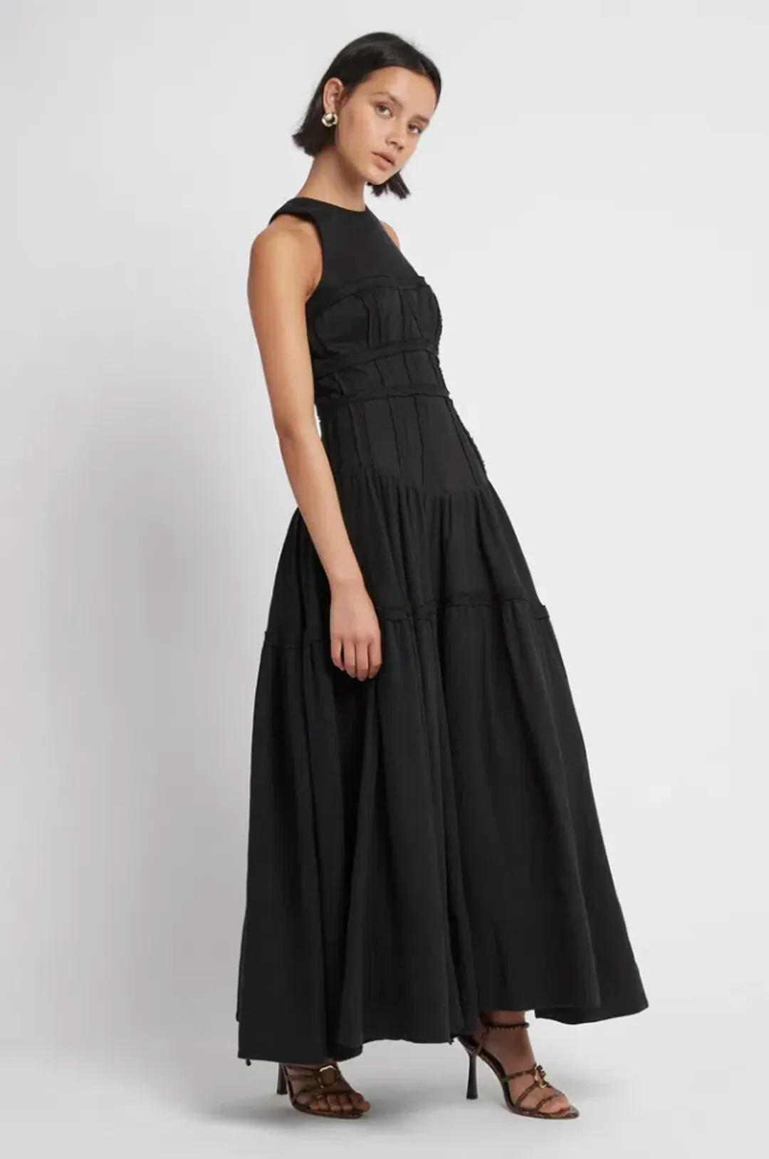 Aje Tidal Corset Midi Dress Black Size 6 for rent on The Volte - main image
