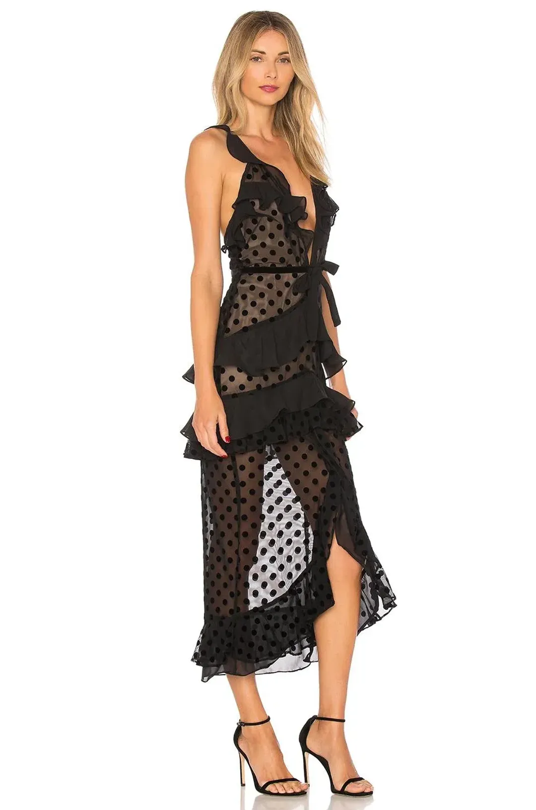 For Love and Lemons Black Polka Dot Dress Black Size M for rent on The Volte - main image