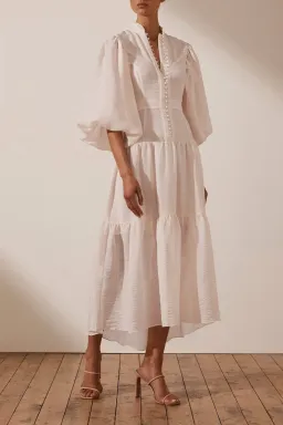 Shona Joy Charlotte High Neck Midi Dress Ecru Cream Size 14 for rent on The Volte - image 4