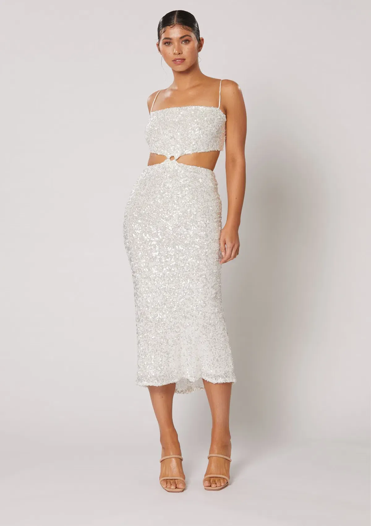 Winona Asha Ring Dress White Sequin Size 10 for rent on The Volte - main image
