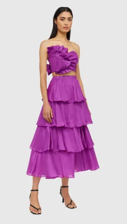 Leo and Lin Violet Wrap Bustier & Tiered Skirt Set Size 8 for rent on The Volte - image 1