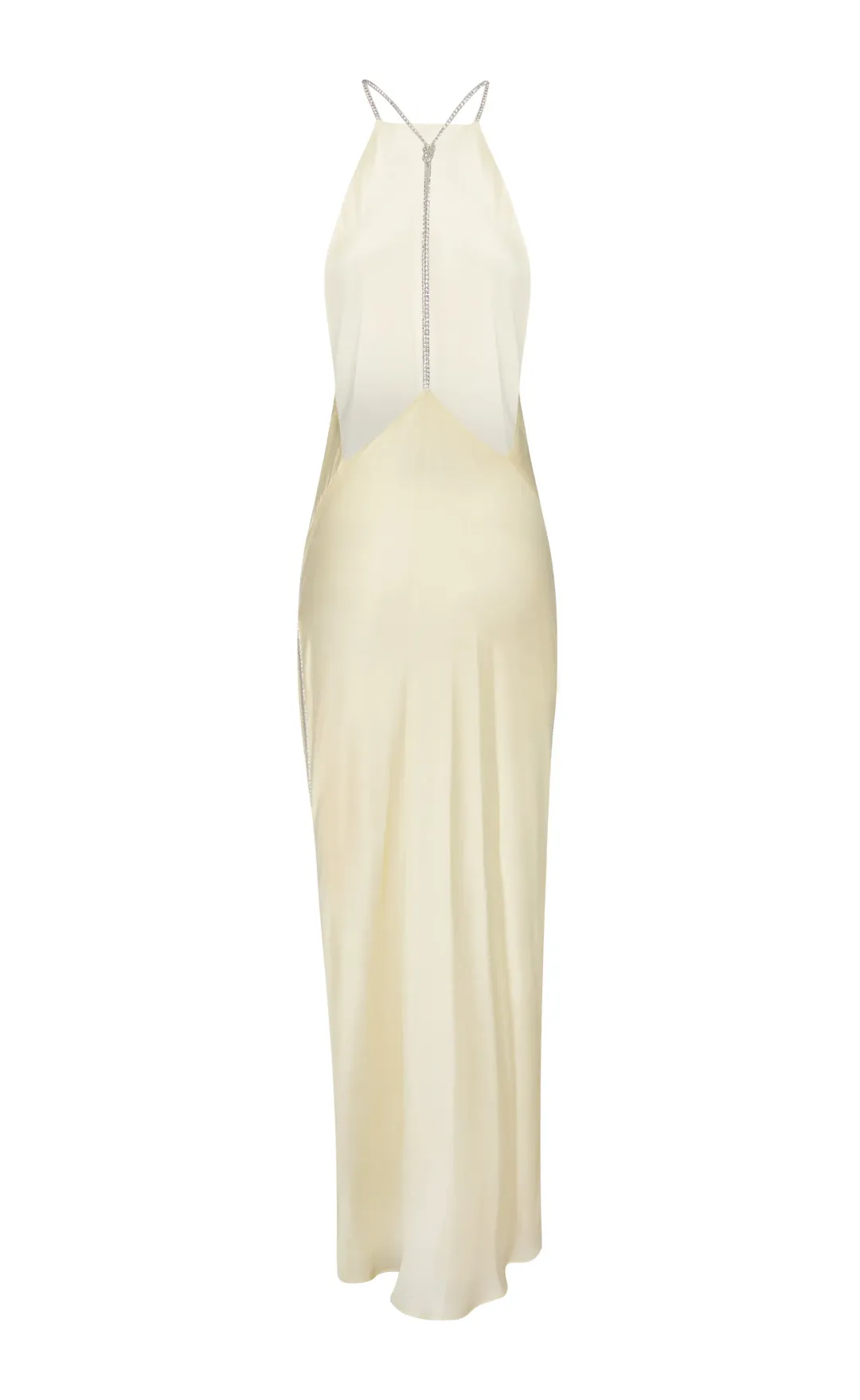 Michael Lo Sordo Hudson Bias Crystalline Maxi Dress Pale Yellow Size 4 for rent on The Volte - main image