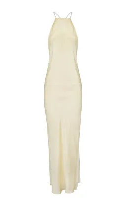 Michael Lo Sordo Hudson Bias Crystalline Maxi Dress Pale Yellow Size 4 for rent on The Volte - image 2