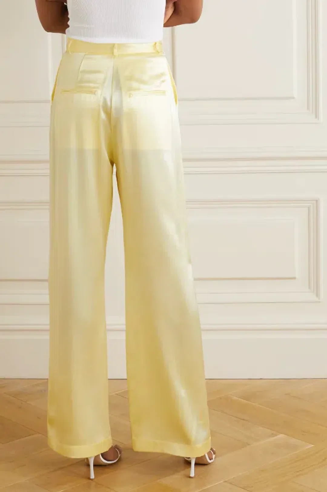 Michael Lo Sordo Relaxed Silk Boy Pants Pale Yellow Size AU 4 for rent on The Volte - main image