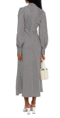 Zimmermann Striped Satin Twill Midi Dress Black/White Size 0 / AU 6-8 for rent on The Volte - image 2