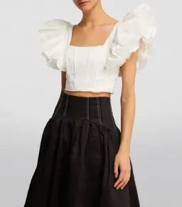 Aje Vanades Frill Crop Top & New Wave Mini Skirt Set Ivory Size 8  for rent on The Volte - image 2