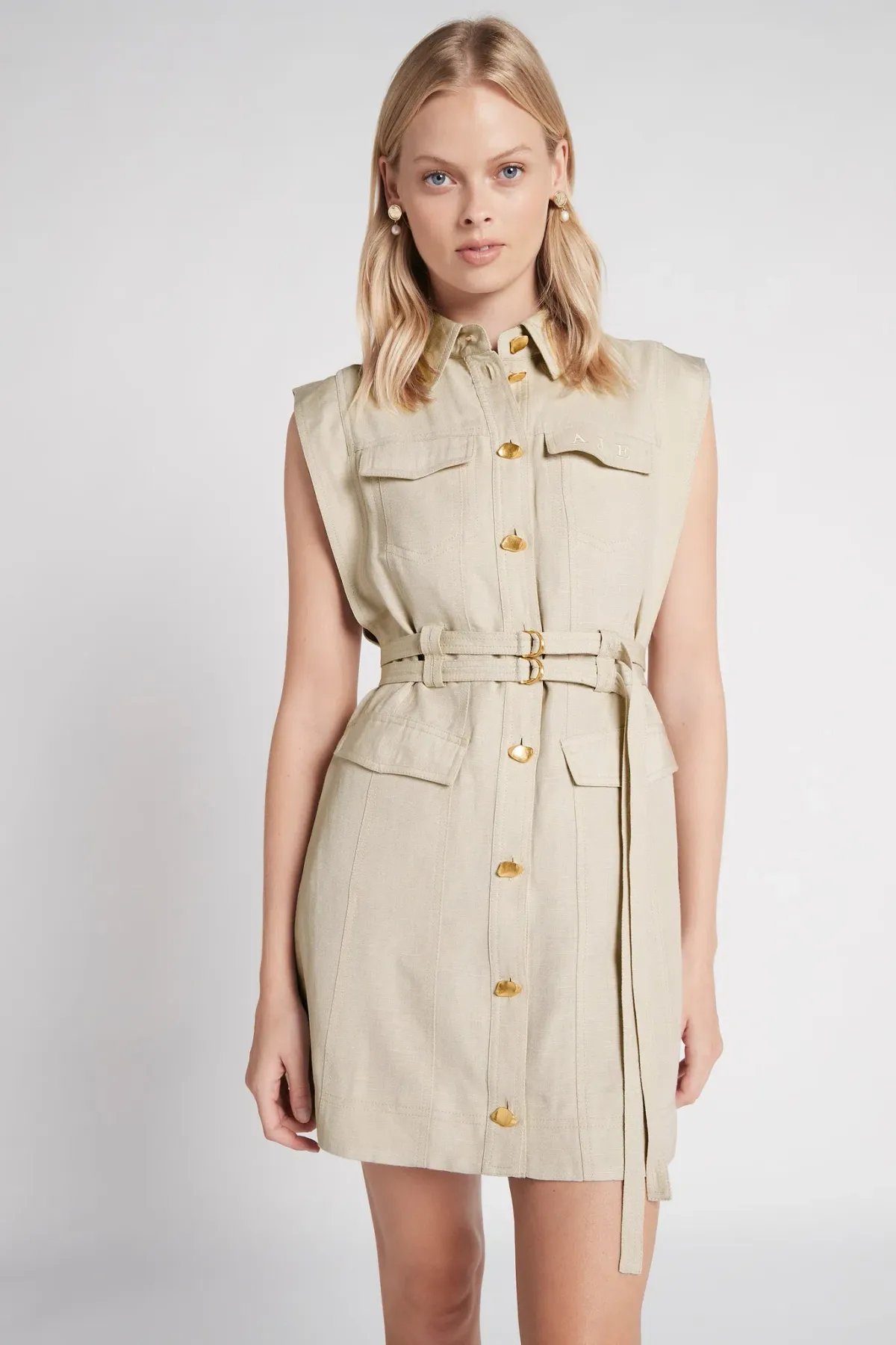Aje Evermore Pocket Dress Beige Size 12 for rent on The Volte - main image
