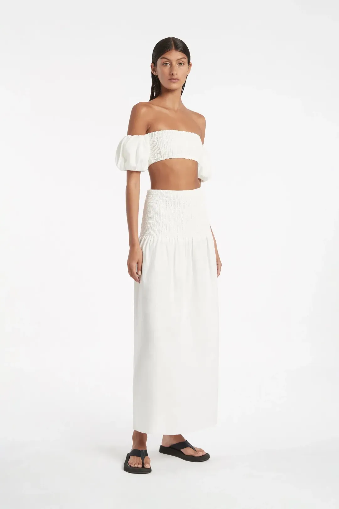 Sir the Label Lotte Bandeau & Alena Ruched Maxi Skirt Set White Size 1 for rent on The Volte - main image