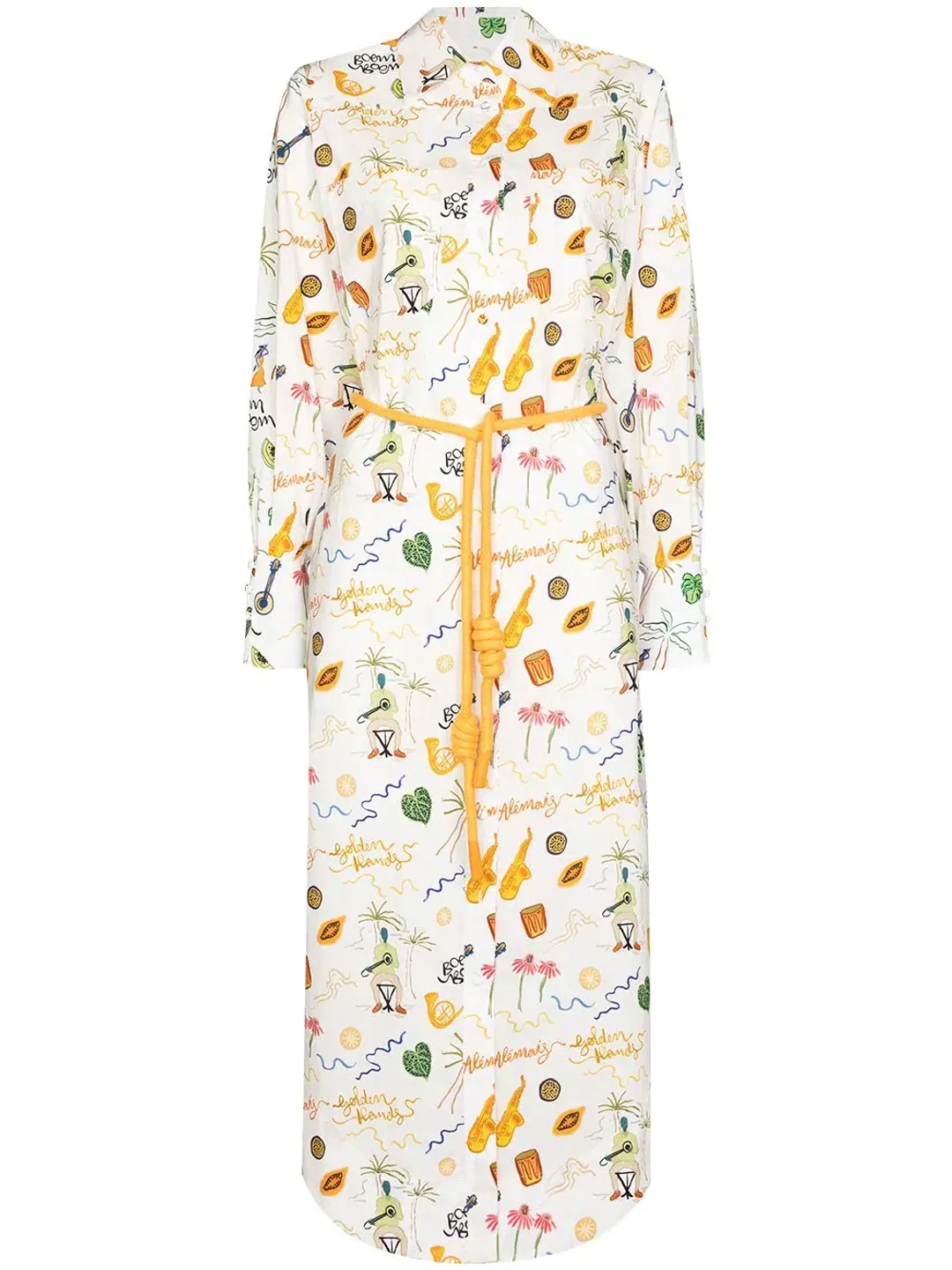 Alemais x Sam Pauletto Golden Hand Midi Shirt Dress Print Size 10 for rent on The Volte - main image