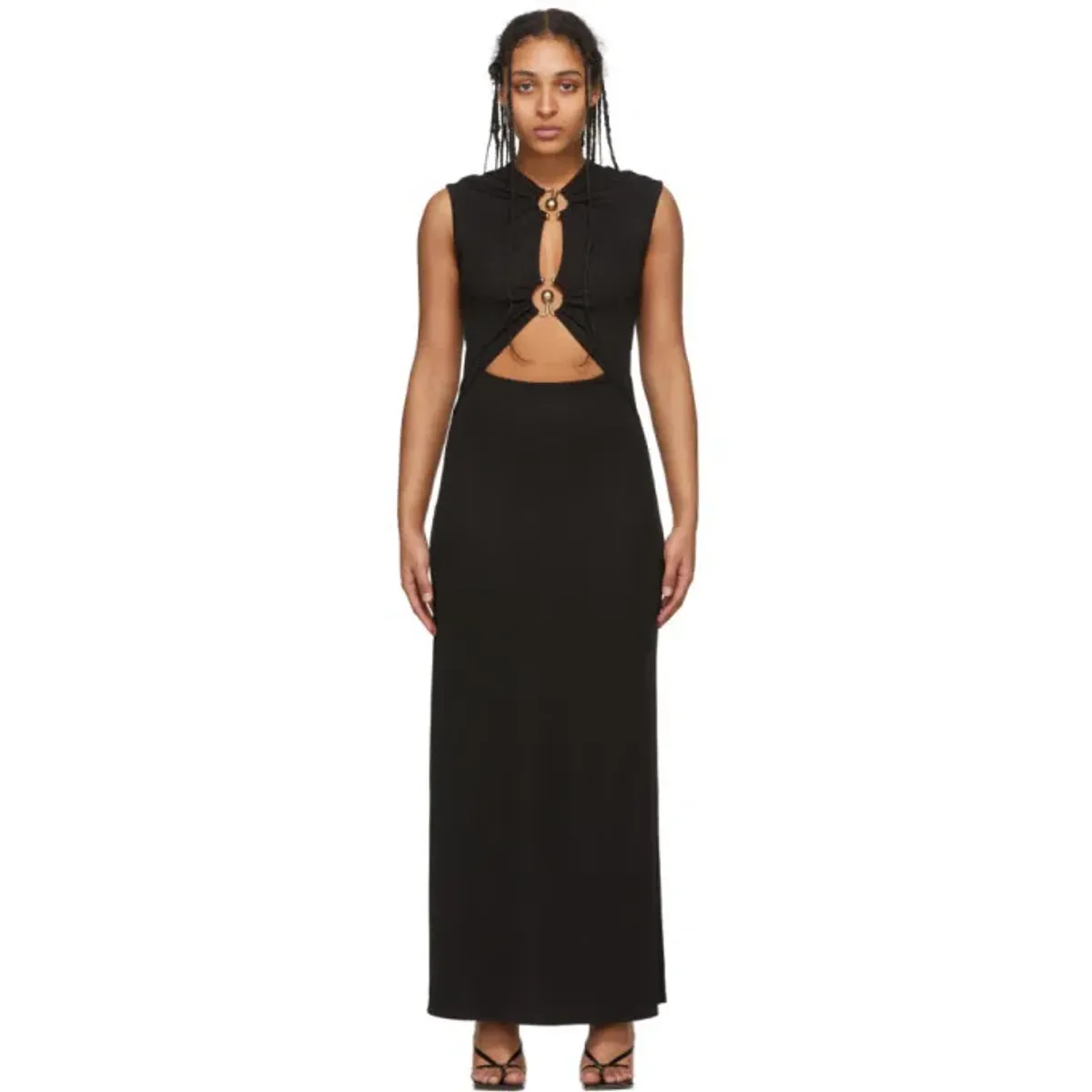 Christopher Esber Black Orbit Ruched Tank Dress Black Size 10 for rent on The Volte - main image