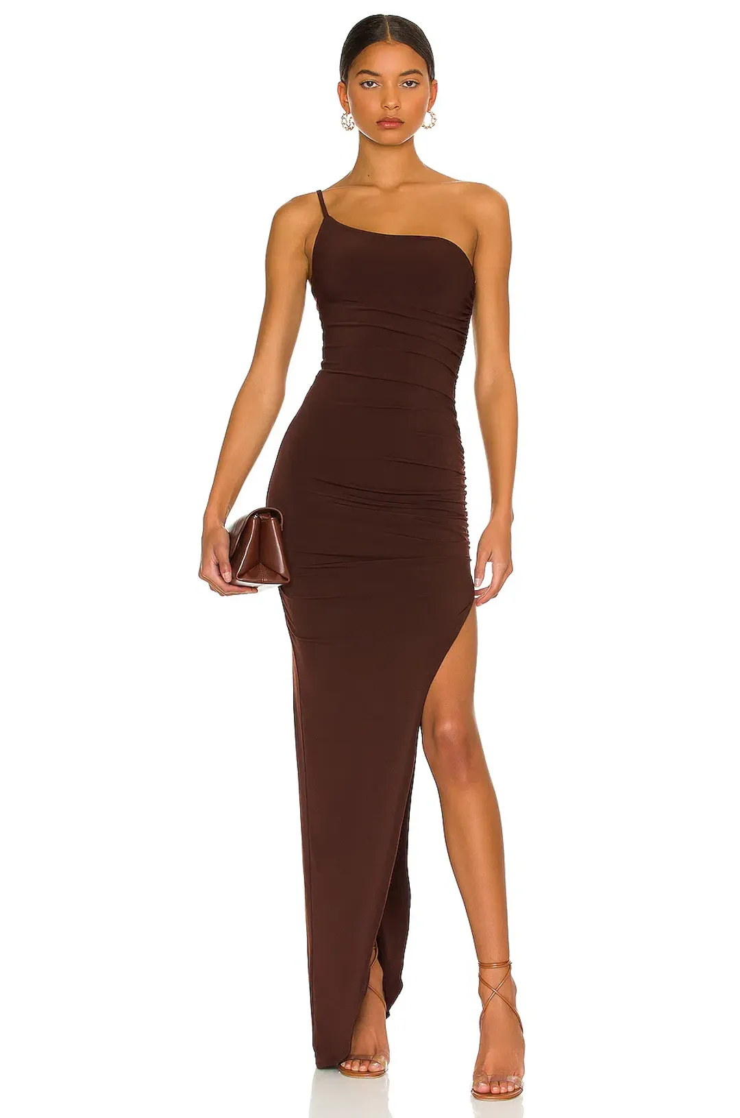 Nookie Aria One Shoulder Gown Brown Size M for rent on The Volte - main image