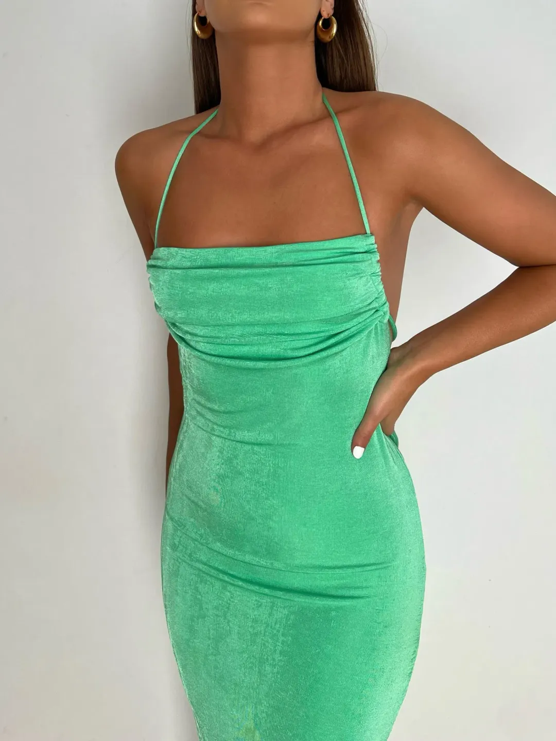 Mélani the Label Ciana Midi Dress Green Size XS for rent on The Volte - main image