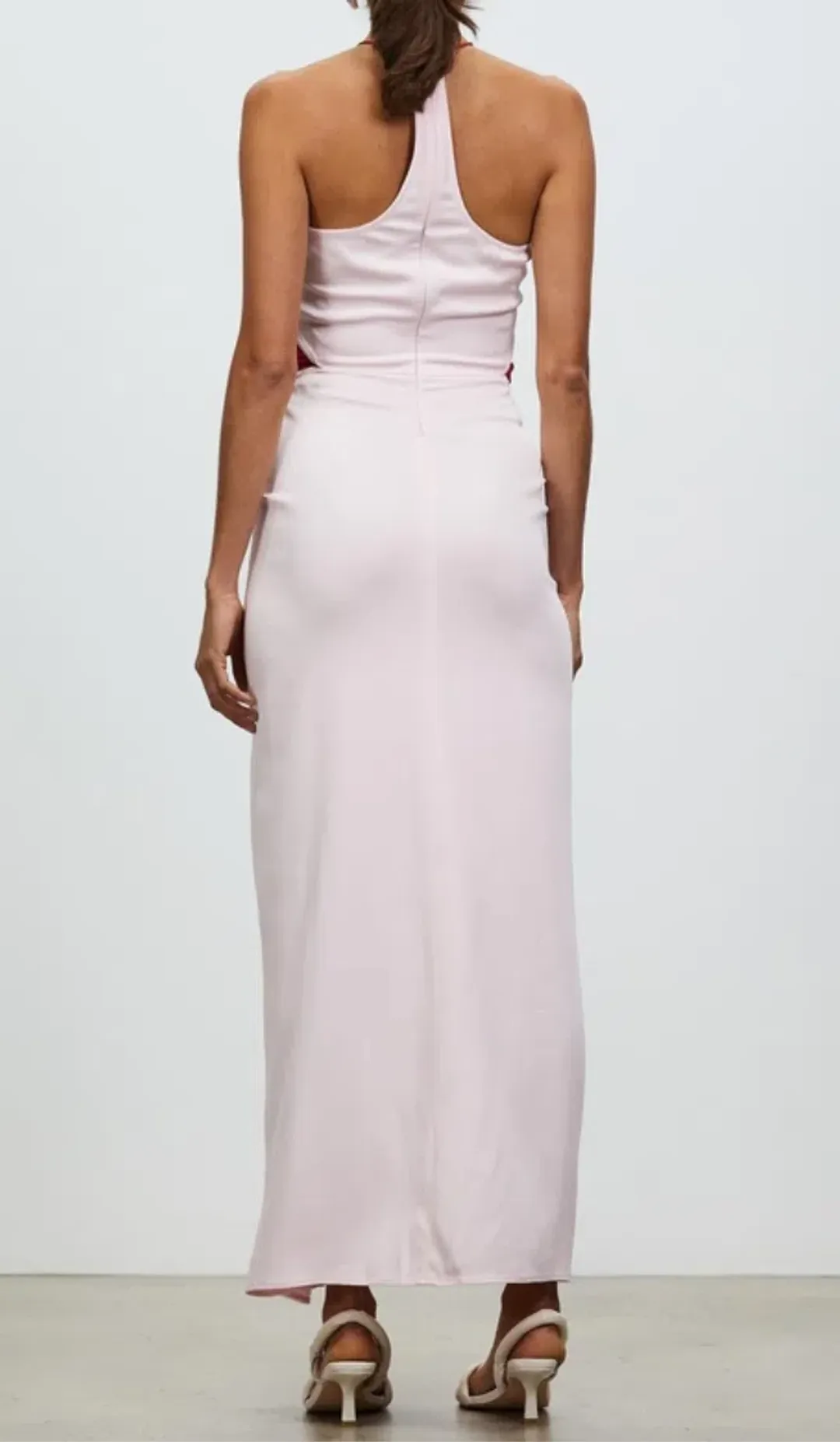 Christopher Esber Multi Panel Disconnect Ruched Halter Dress Pink SIze 10 for rent on The Volte - main image
