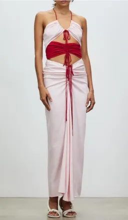 Christopher Esber Multi Panel Disconnect Ruched Halter Dress Pink SIze 10 for rent on The Volte - image 4