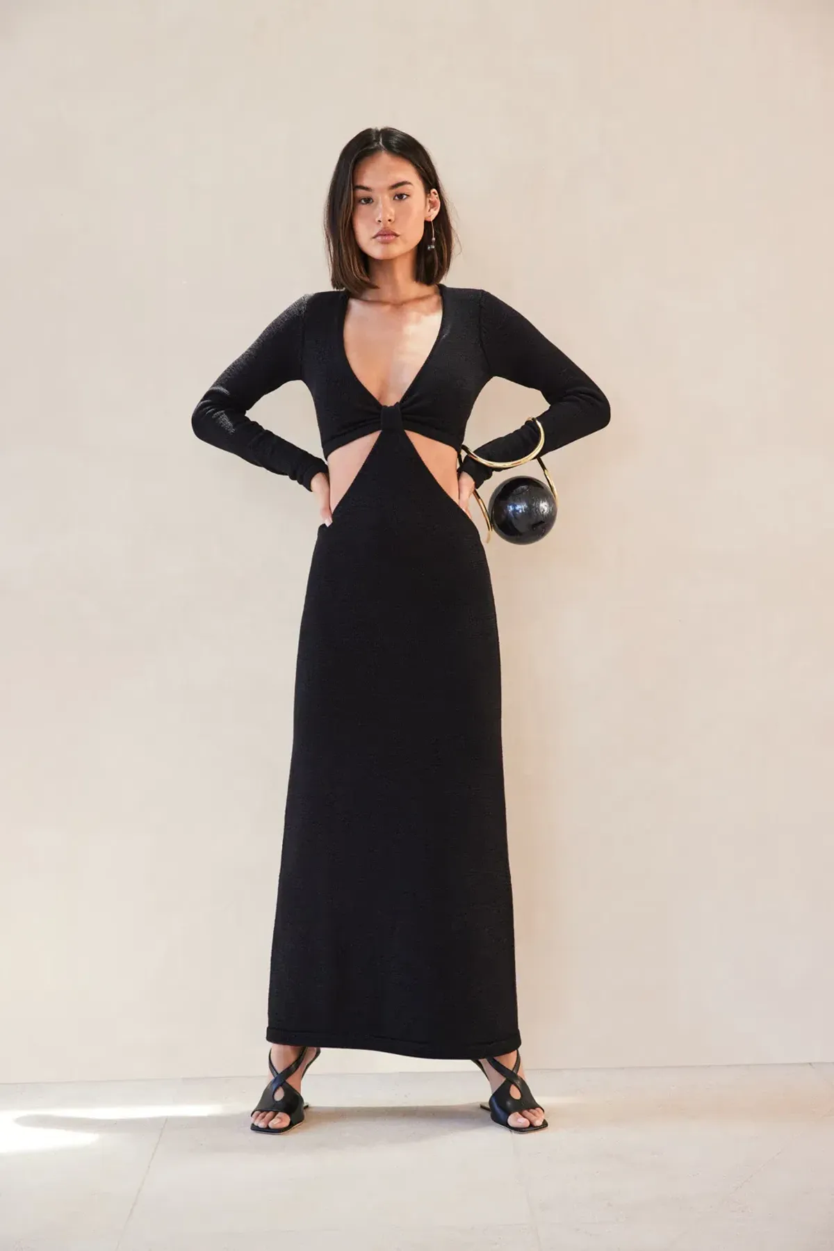 Cult Gaia Jana Knit Dress Black Size S for rent on The Volte - main image