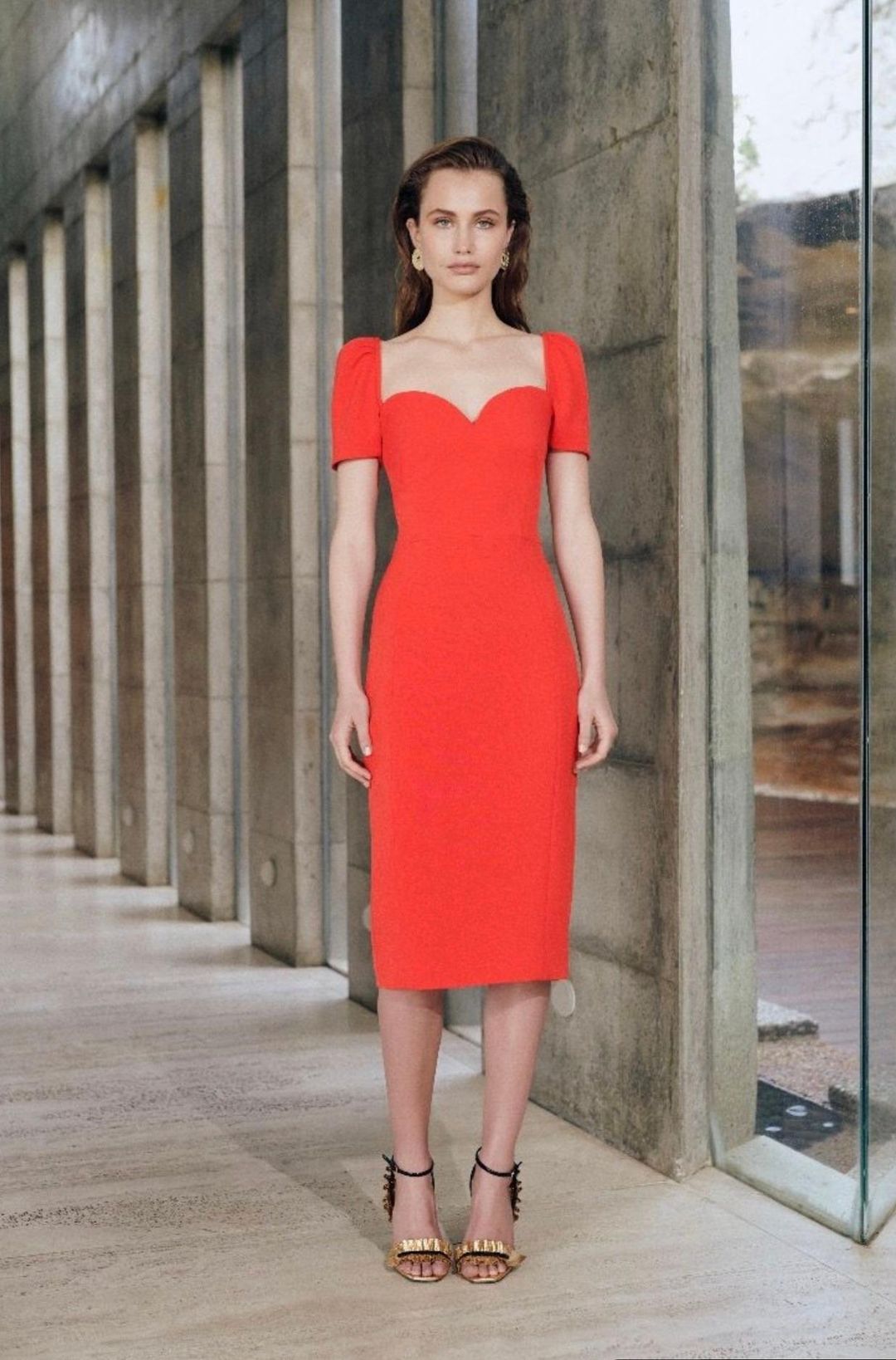 Rebecca Vallance L'amour Midi Dress Red Size 8 for rent on The Volte - main image