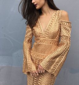 Thurley Sonnet Dress - Gold Size 10 for rent on The Volte - image 3