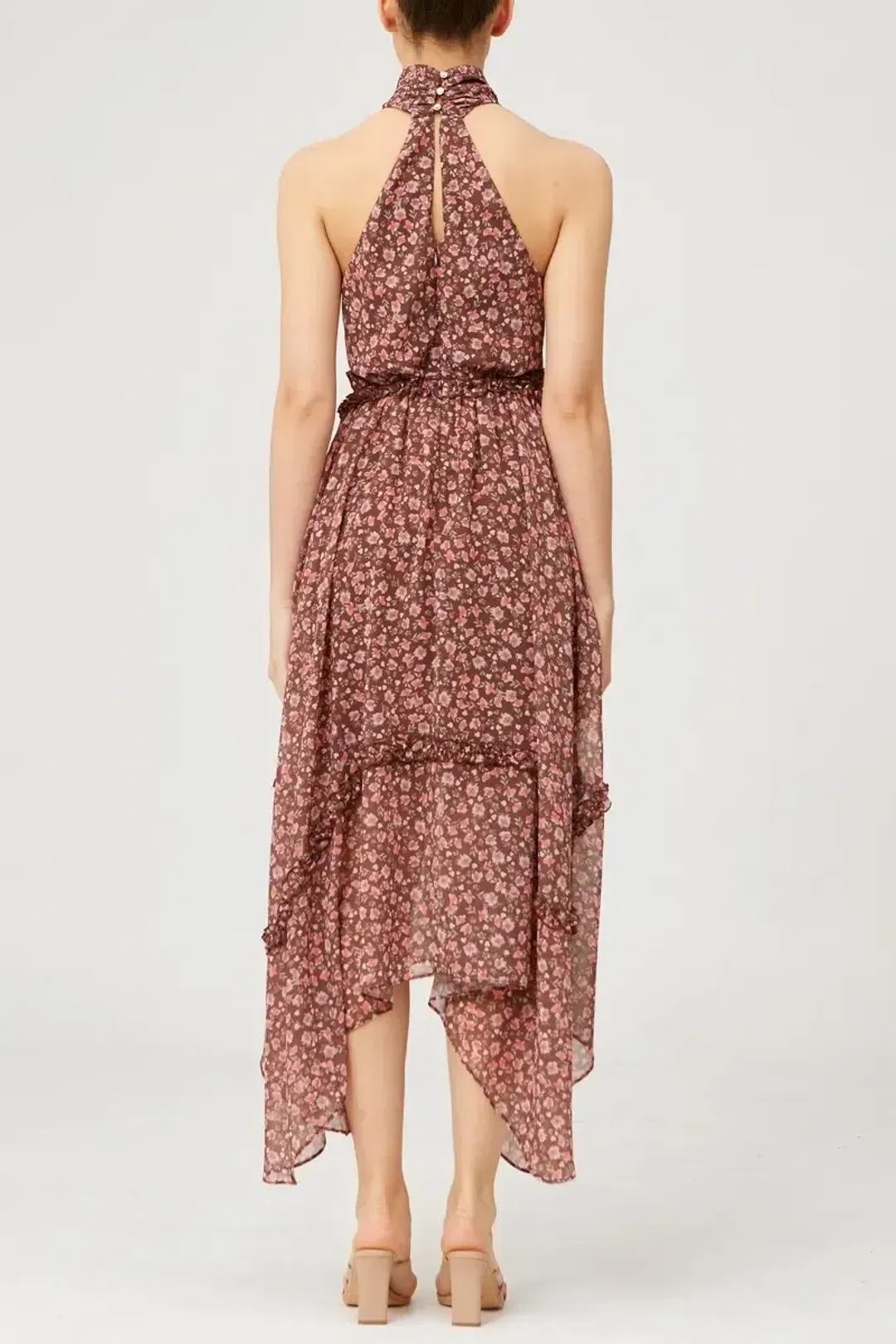 Keepsake Illustrate Midi Dress Chocolate Ditsy Floral Print Size 12 for rent on The Volte - main image
