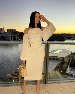 Dion Lee Ruched Midi Dress White Size 8  for rent on The Volte - image 4