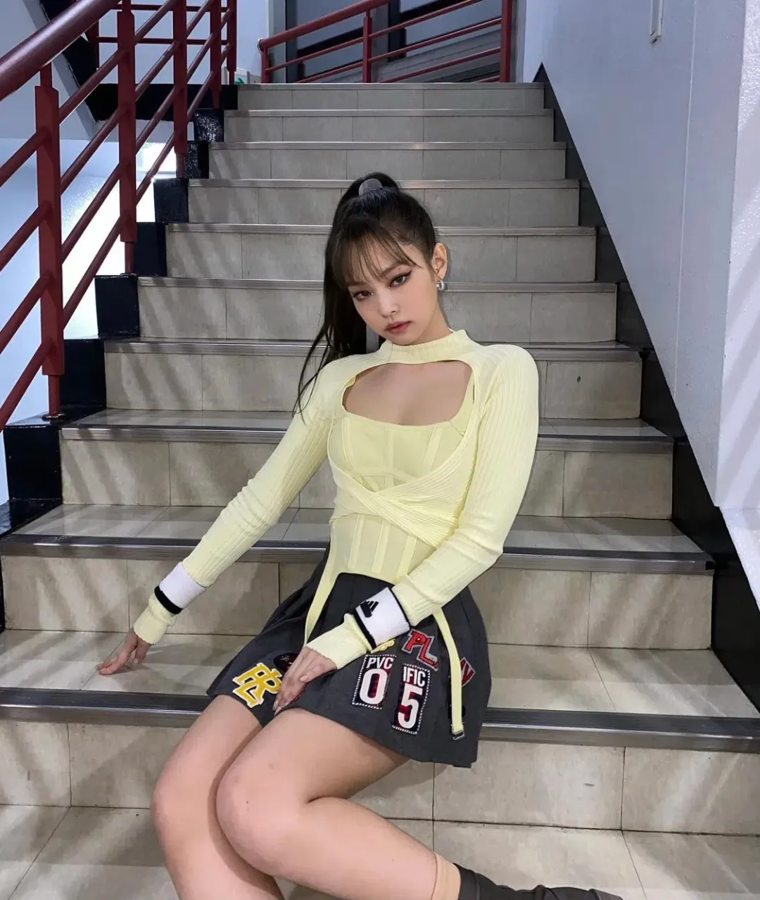 Dion Lee Twist Back Long Sleeve Knit Top Lemon Yellow Size 8 for rent on The Volte - main image