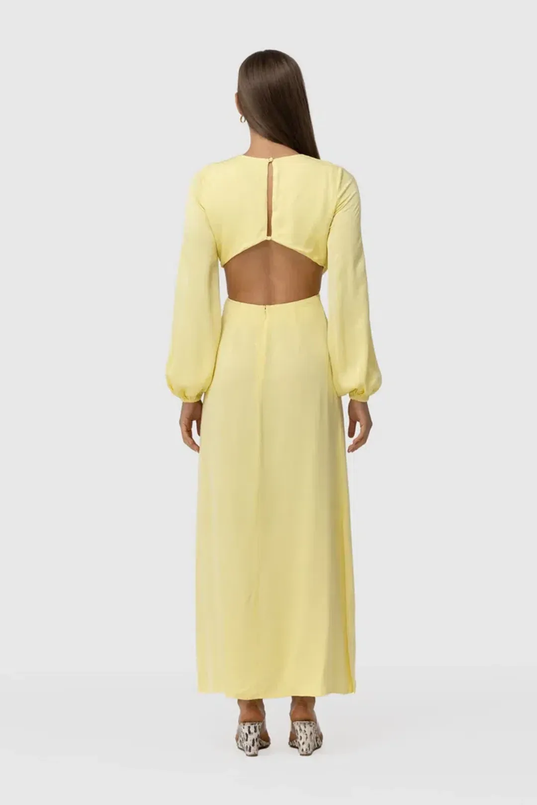 The Wolf Gang Marrakesh Cut Out Dress Lemon Size 6  for rent on The Volte - main image
