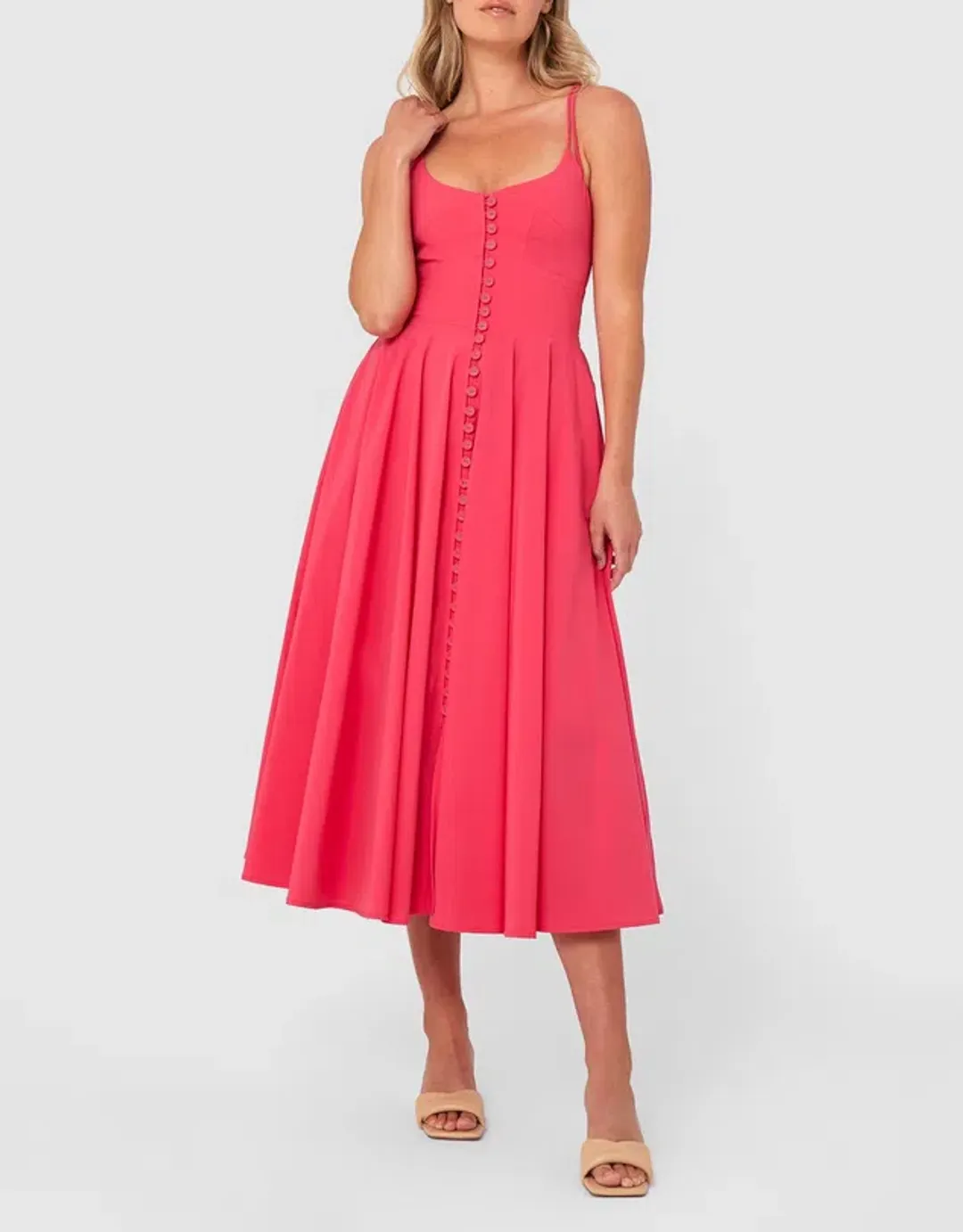 By Johnny Party Button Midi Dress Pink Size 10  for rent on The Volte - main image