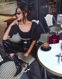 Ellery Neatly Labeled Bubble Crop Top Black Size 8 for rent on The Volte - image 5