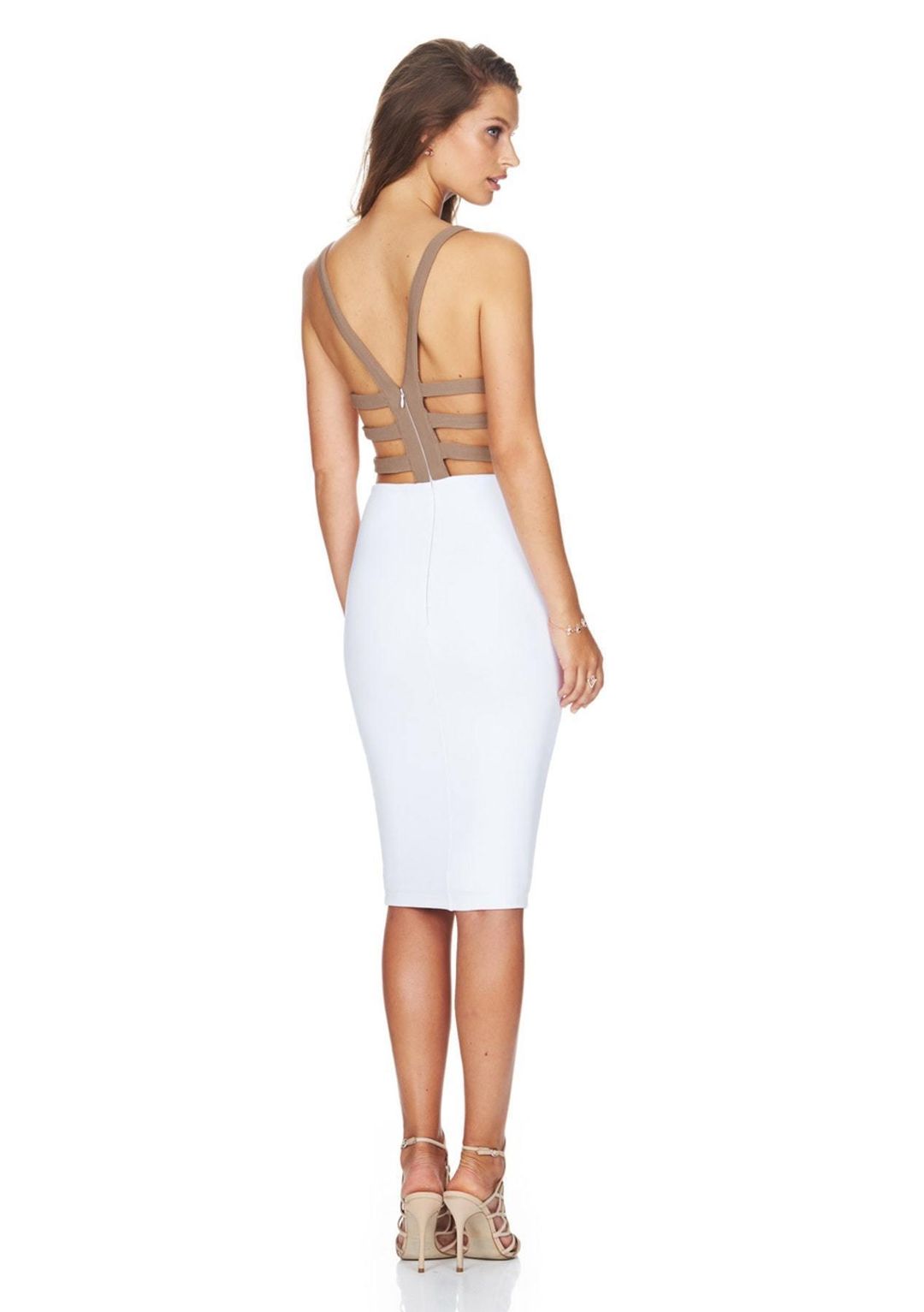 Nookie Sexy Back Bodycon Dress White Size S for rent on The Volte - main image